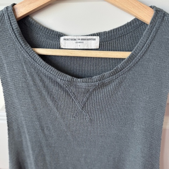 Urban Outfitters Project Social T Ribbed Grey Sleeveless Muscle Tank Top Size S - Picture 2 of 5
